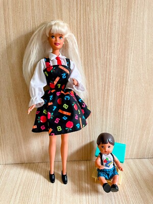 Barbie Vintage Teacher Doll with a Pupil and Desk 1995 UK