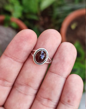 Natural Garnet Gemstone Ring 925 Sterling Silver Valentines Day Gift Boho Ring