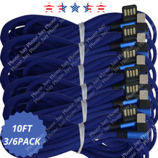 10FT 90 Degree Elbow USB Charger Cable For iPhone 14 13 12 11 8 7 Charging Cord