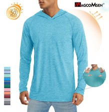 Men's UPF 50 Sun T-Shirts Hooded Long Sleeve UV Protection Workout Fishing Tops