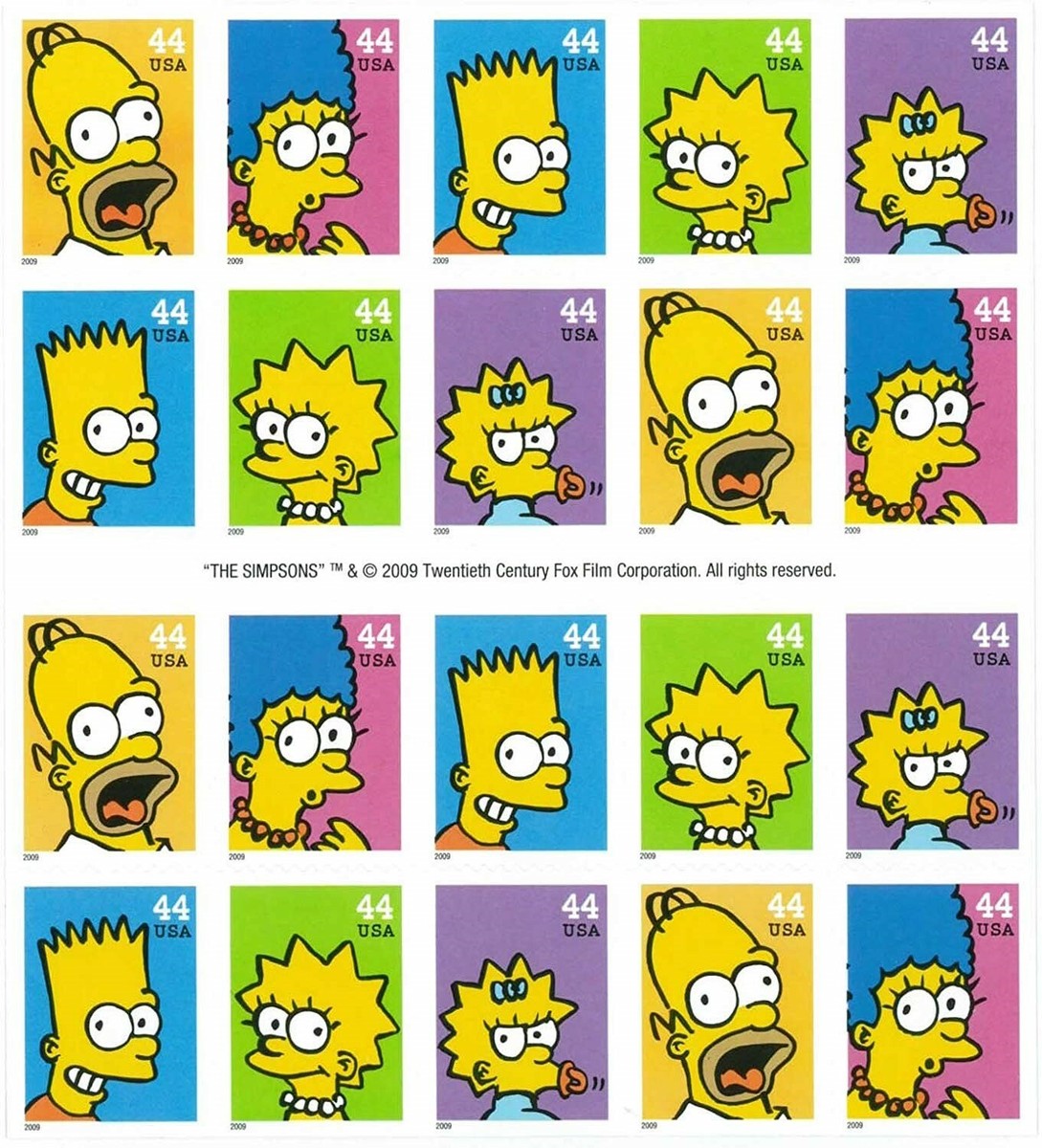 The Simpsons Booklet of Twenty 44 Cent Stamps Scott 4399