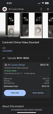WIRED Control 4 Doorbell With Ethernet