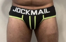 New Men's Sexy Jockmail Black Big Scoop Pouch Brief w/Contoured Pouch - Gay