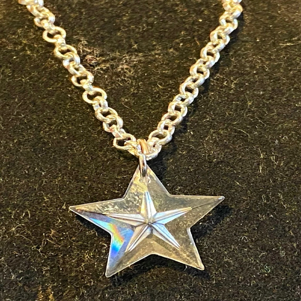 Collana Swarovski da donna con ciondolo stella catenina girocollo lunga 45 cm - Immagine 2 di 4