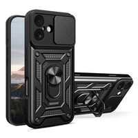 Hurtel Hybrid Armor Camshield HüLle FüR Iphone 17, Mit StäNder, Schwarz