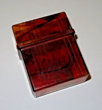 Vintage Amber-Clear Celluloid Hard Plastic 3" Tall Non-Filter Cigarette Case