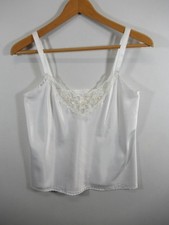 Vintage 80s 90s Body Chic Beaded Shiny Satin Camisole Women Medium White