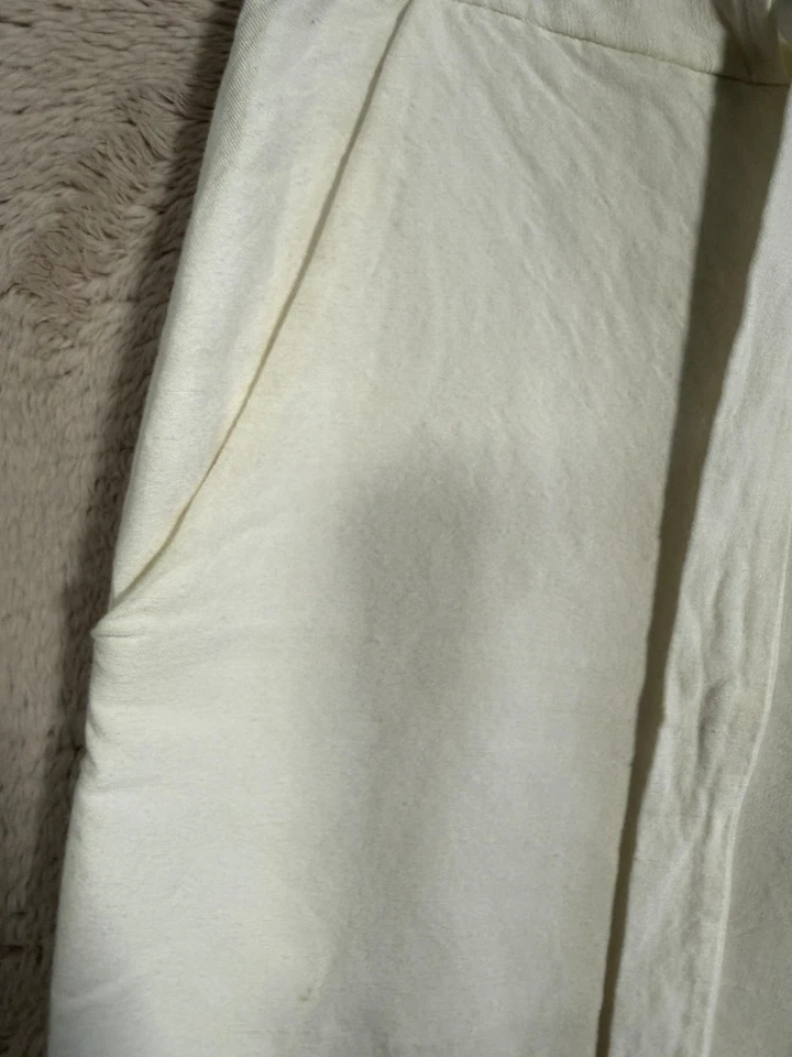 Pantalones Jenni Kayne para mujer 0 blanco mezcla de lino pierna ancha recortados tiro alto Foto 4 de 4