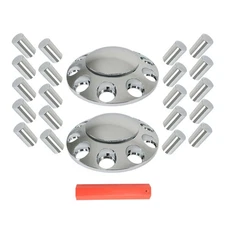 High Quality Chrome Front Axle Wheel Cover Hub Cap Thread-On Lug Nuts Kit 33mm