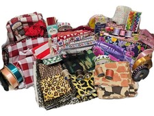 Sewing Supplies Mixed Lot Fabric, Ribbon, Thread 7 Pounds