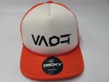 Decky VAQF Mesh Trucker Snapback Hat Cap Skate Skateboard Surf Men White Orange