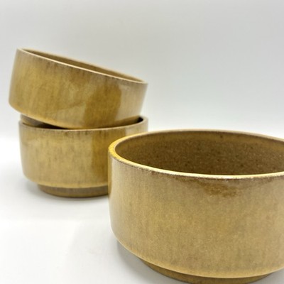 3 CB2 Crate & Barrel Earthenware Portugal Cereal Bowls Mustard Yellow Speckled