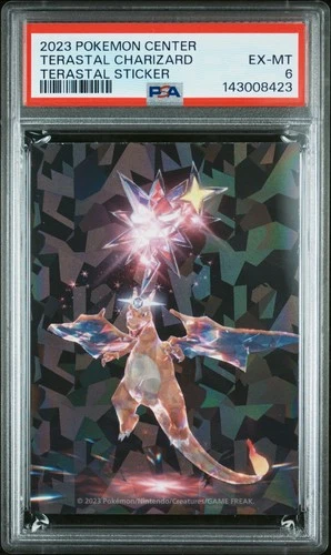 2023 POKEMON CENTER TERASTAL STICKER TERASTAL CHARIZARD PSA 6