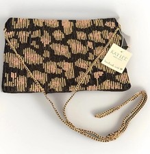 Kay Lee New York Cheetah Beaded Evening Handbag Purse Chain Strap Handmade NWT