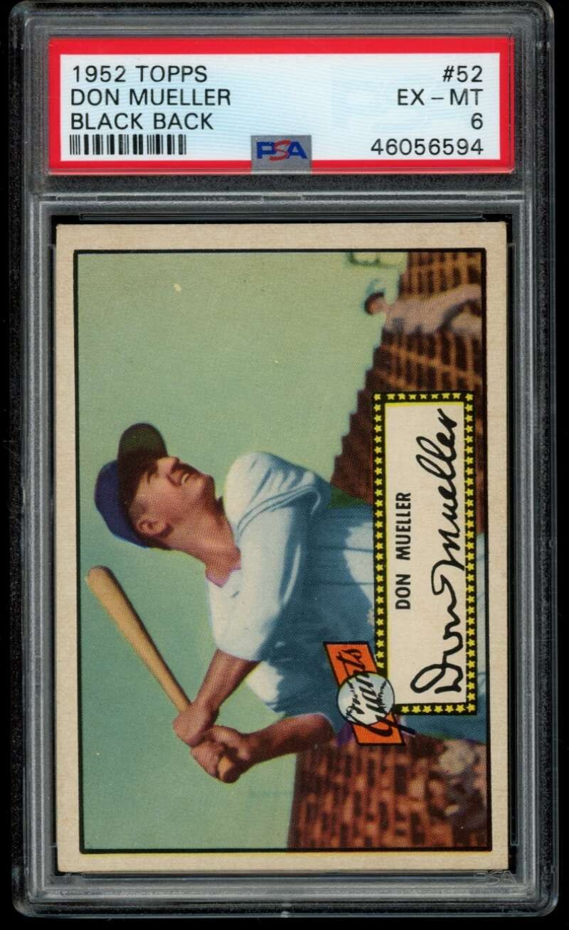 1952 Topps #52 Don Mueller Black Back PSA 6 New York Giants  (6594)