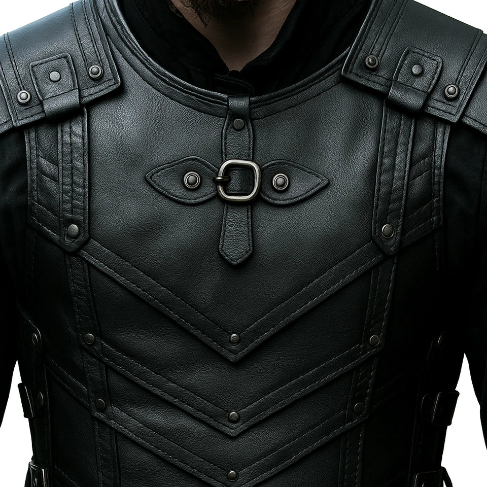 Men Medieval Leather Armor Suit - Leather Knight Viking Armor LARP Cosplay - Image 3 of 4