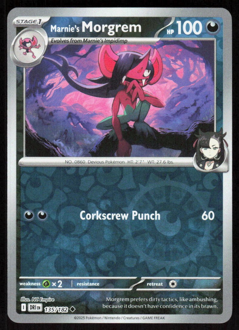 Marnie's Morgrem 135/182 Uncommon Destined Rivals Pokemon Reverse Holo Near Mint