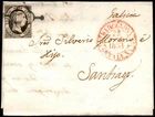 1851.Carta.Ed:6.Isabel II.Bcn-Santiago.Mat Spider Black.Marca Fchd Baeza BARCELONA