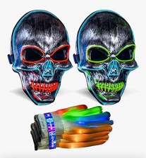 2 Halloween Led Skull Masks 2 Sets Of Led Gloves Brand New Sealed Box