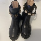 PAIRE DE BOTTINES GUCCI CHELSEA AUTHENTIQUES CUIR NOIR BOTTES AVEC STRASS T 38