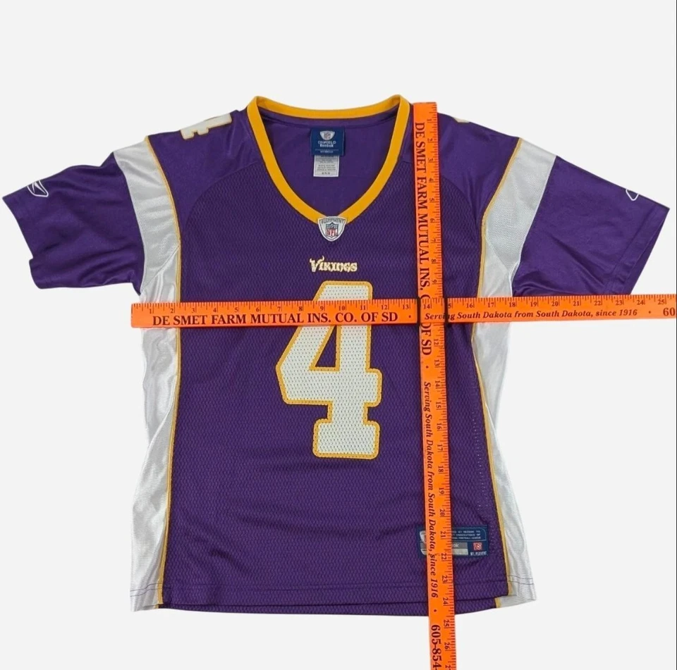 Camiseta para mujer Brett Favre Minnesota Vikings #4 Reebok M mediana púrpura  Foto 4 de 4