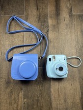 Sky Blue Polaroid Fujifilm Instax Mini 11 with Blue Faux Leather Case