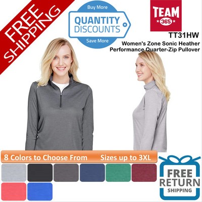   Team 365 Women Sonic Heather Performance Quarter-Zip Pullover UpTo 3XL TT31HW