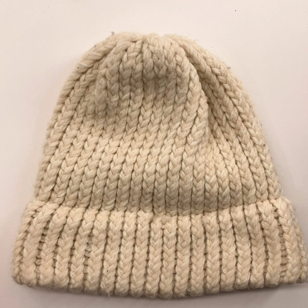 Retro Off White Ivory Thick Knit Winter Cap