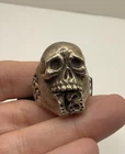 Vintage Sterling Silver Biker Skull Sz 8.25 Ring By Designer SILVER STAR 36.9 Gr
