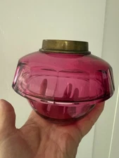 antique cranberry facet slice cut drop in oil lamp font