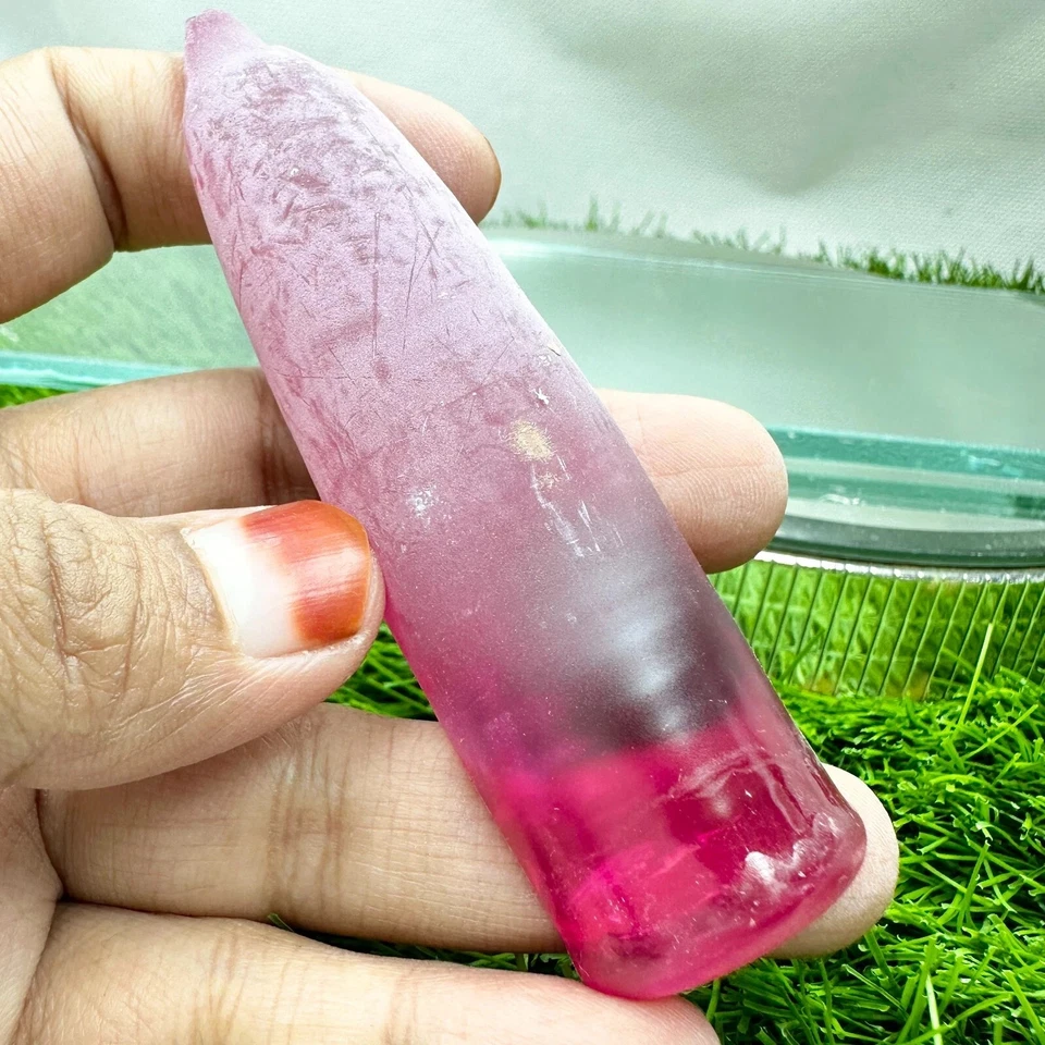 LAB CREATED 54.66 GRAM EXCELLENT RUBY #3 ROUGH CORUNDUM (Half Boule) GEMSTONE - Image 2 of 3