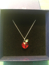 Genuine Signed Swarovski FRUITY Red Apple Necklace Pendant, Boxed with Tag