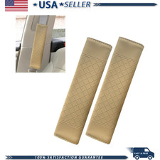 2pcs Car Seat Belt Cover Soft Leather Shoulder Strap Pad Breathablcolor Beige