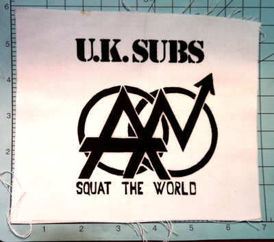 U,K. Subs ''Squat the World'' vintage early 90's patch, english punk rock, skate