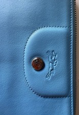 Longchamp Le Pliage Cuir Zip Around Wallet   Cornflower Blue