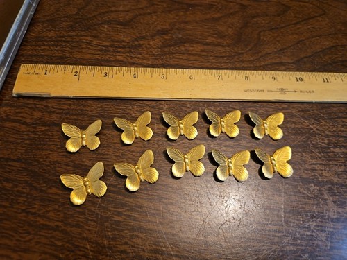 Lot Of 10 Butterfly Butterflies France Vintage Brass Stampings Findings Jewelry 