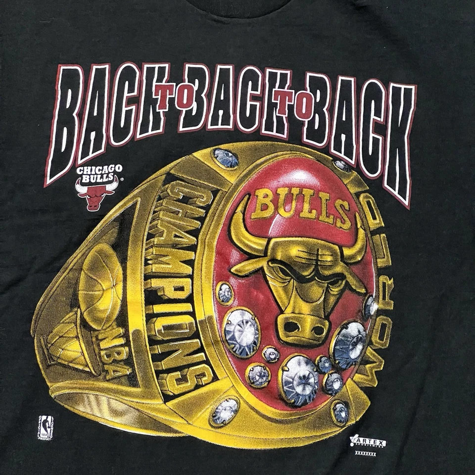 Camiseta Vintage Chicago Bulls Back to Back Champions Anillo Talla XL Para Hombre Foto 3 de 4