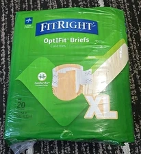 FitRight Ultra Adult Diapers 20 CT Incontinence Briefs With Tabs XL 56-64” Beige