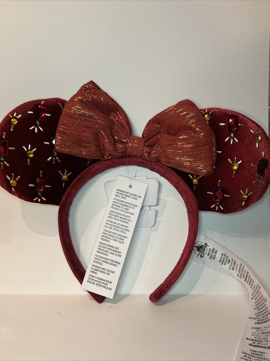 Cranberry Christmas Holiday 2021 Jeweled Minnie Mouse Bow Ears Headband Disney Cranberry Christmas Holiday 2021 Jeweled Minnie Mouse Bow  main image 2