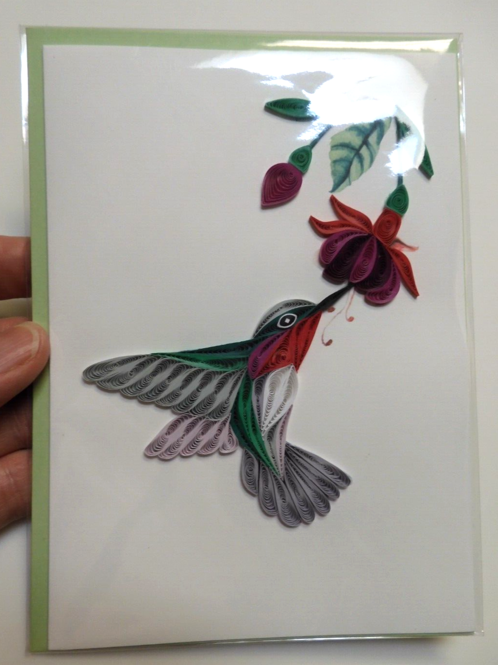 1 Papyrus Card Quilling Happy Birthday Hummingbird & Flowers Love