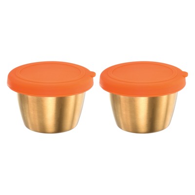 2 Stück Gewürzbecher Behälter mit Deckel 2,4 Unzen Salat Dressing Behälter Orange