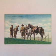 Vintage Color Postcard 1917 WWI Era US Army Consulting War Maps Doughboys Hill