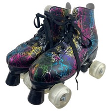 Double Row Four Wheel Roller Skates Colorful Lightning Leather Women 9 EU 40