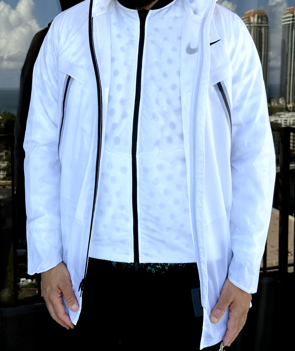 New Nike Pro Elite 2-in-1 Racing Storm Jacket White/Black New Nike Pro Elite 2-in-1 Racing Storm Jacket White/Black