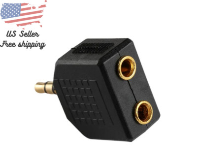3.5mm Stereo Jack Plug Audio Headphone Cable Splitter Aux With 2 Outputs