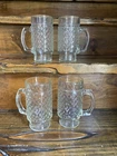 Anchor Hocking Diamond Quilt Glass Vintage Glasses Tumblers Mugs Set Of 4