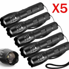 5 x Tactical Flashlight LED High Powered 5Modes Zoomable Torch Aluminum Light