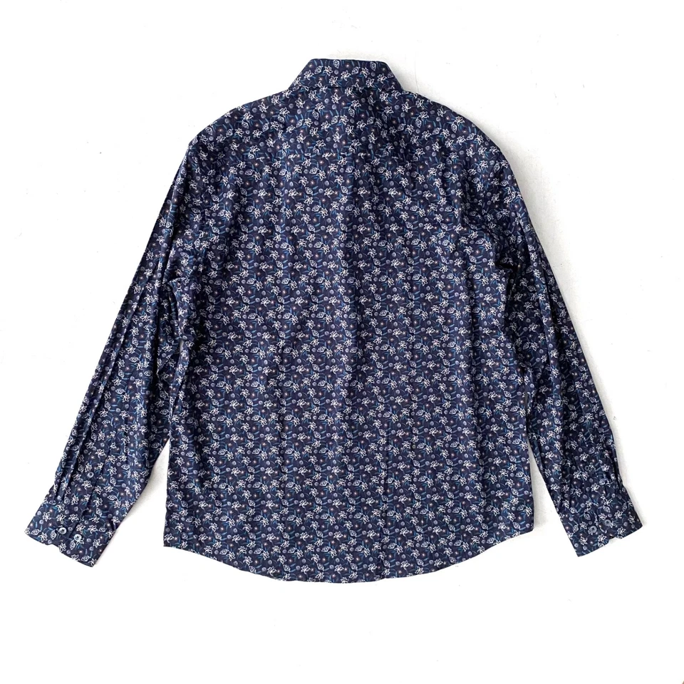 Bugatchi Nwt Classic Fit Comfort Stretch Navy Blue Floral Long Sleeve Shirt L - Image 3 of 3