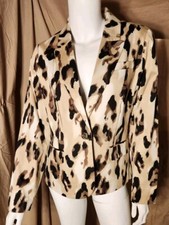 Chicos Neutral Leopard/Cheeta Print Blazer Jacket 0 XS 4-6 Retail 139