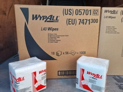 WYPALL* WypAll L40 Extra Absorbent Disposable cloths White 18 x 56 = 1008 wipers 7471